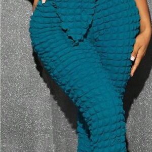 Teal Textured Women's 2pc pants set